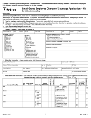 Small Group Employee Change of Coverage Application