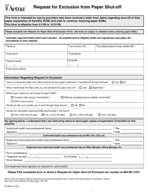 Request for Exclusion from Paper Shut-off