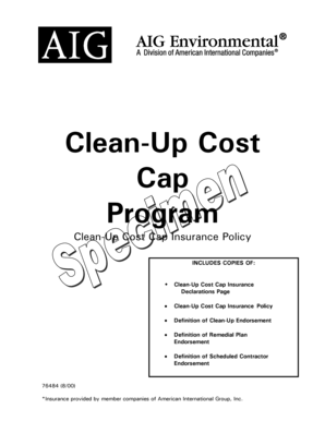 Clean-Up Cost Cap Insurance Policy