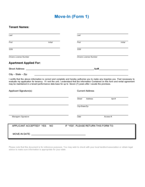 Move-In Tenant Application Form