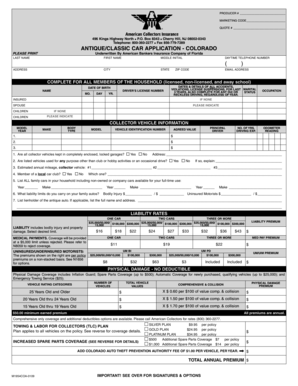 Antique Classic Car Application Colorado