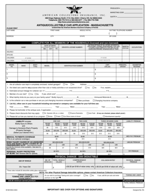 Antique/Collectible Car Application - Massachusetts