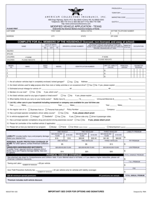 Modified Vehicle Application - Texas