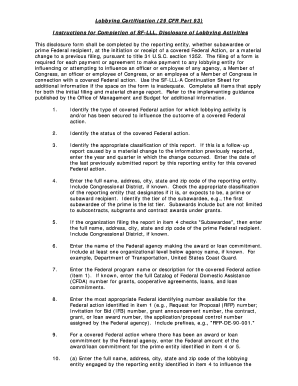 Lobbying Certification Form SF-LLL