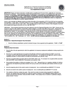 ETA Form 9142 – Application for Temporary Employment Certification