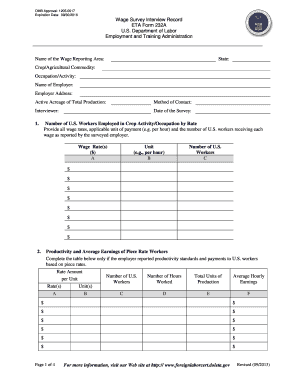 ETA Form 232A Wage Survey Interview Record