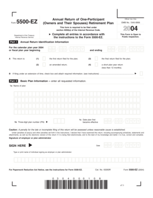 Form 5500-EZ Annual Return