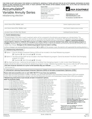 AXA Rebalancing Election Form