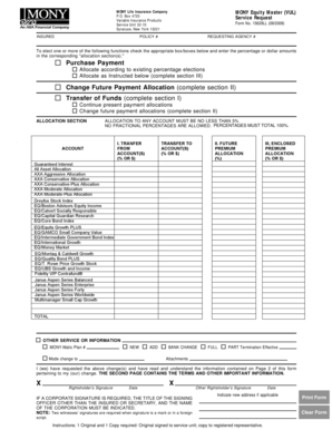 MONY Equity Master VUL Service Request