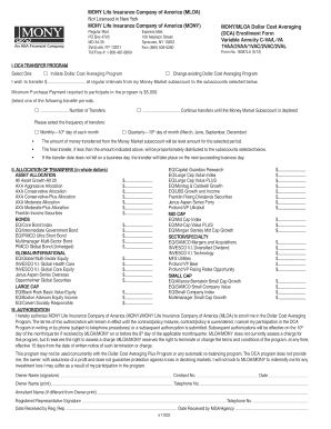 MONY Life Insurance DCA Enrollment Form