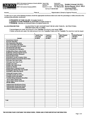 Variable Universal Life (VUL) Service Request Form