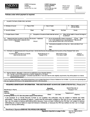 Request for Payment of Benefits Form 3582