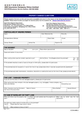 Property Damage Claim Form