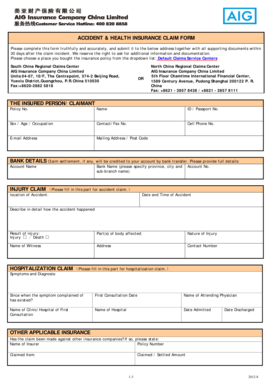 Accident & Health Insurance Claim Form