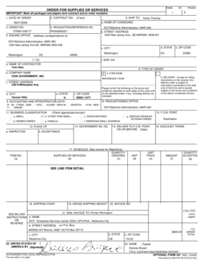 US Federal Purchase Order Form