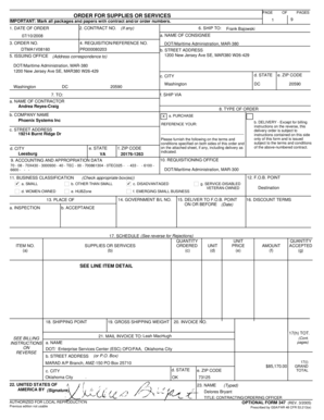 US Federal Order for Supplies or Services