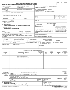 US Federal Order for Supplies or Services
