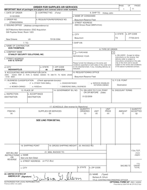 US Federal Purchase Order Form