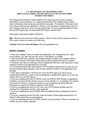 DOT Drug and Alcohol Testing MIS Form