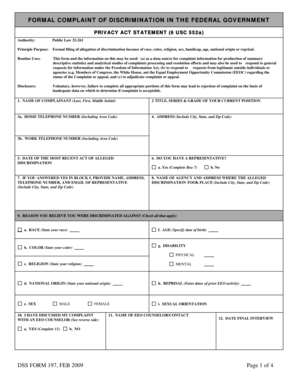 Formal Complaint of Discrimination in the Federal Government