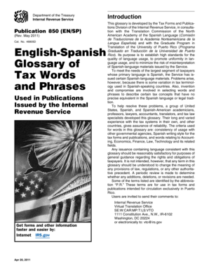 IRS Publication 850 Glossary