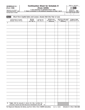 Schedule D-1 Continuation Sheet for Schedule D