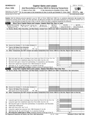 Fillable Online irs SCHEDULE D (Form 1040) Department of the Treasury ...