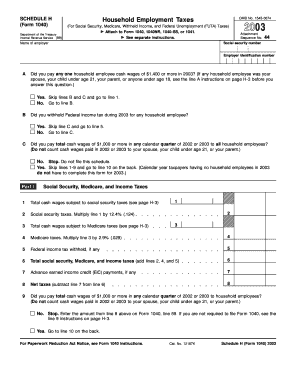 Social security cover sheet - 2003 44 Name of employer Social security number Employer identification number A Did you pay any one household employee cash wages of $1,400 or more in 2003 - irs