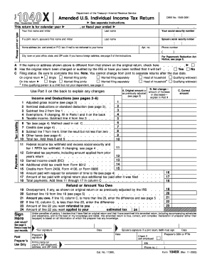 Amended US Individual Income Tax Return