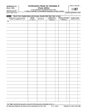 Schedule D-1 Continuation Sheet for Form 1041