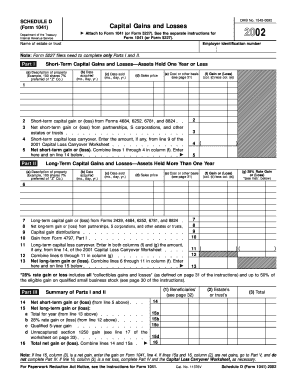 Schedule D Form 1041 Capital Gains and Losses