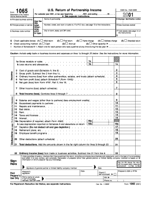 US Partnership Income Tax Form 1065