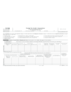 Form 1118 Foreign Tax Credit—Corporations