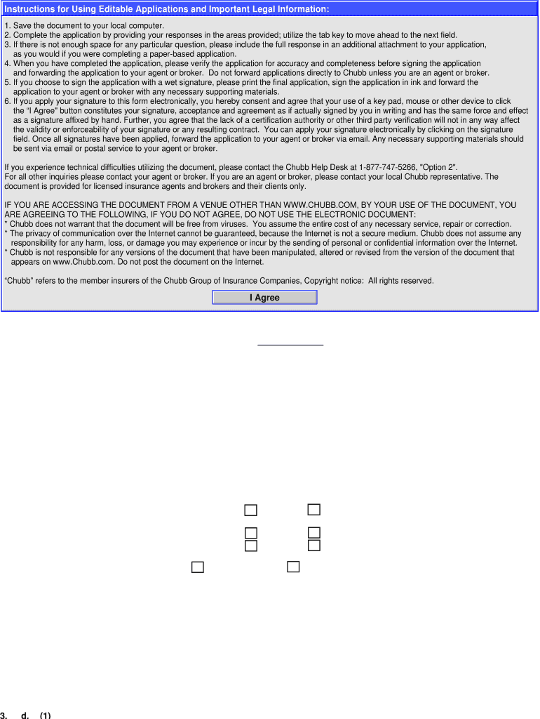Application forefront by chubb for insurance companies a general Preview on Page 1