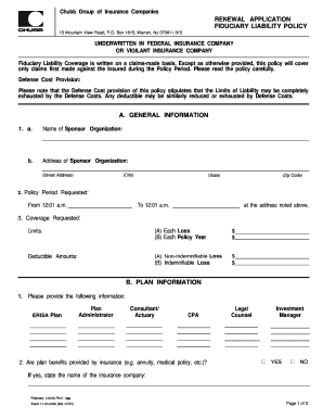 Fiduciary Liability Policy Renewal Application