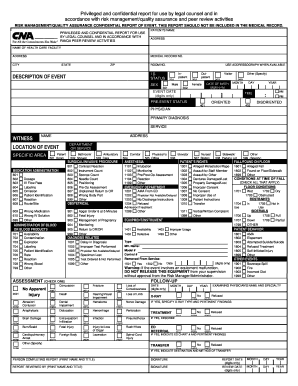 Healthcare Risk Management Event Report