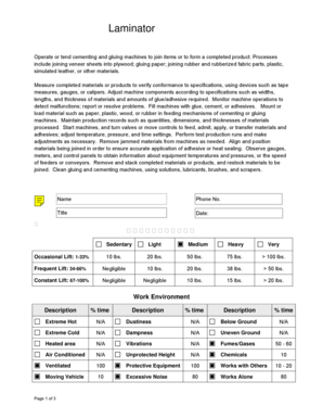 Worksite Job Analysis Form