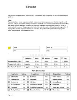 Worksite Job Analysis Form