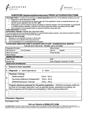 Suboxone Prior Authorization Form