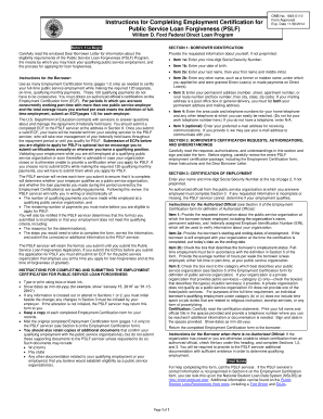 Public Service Loan Forgiveness Employment Certification