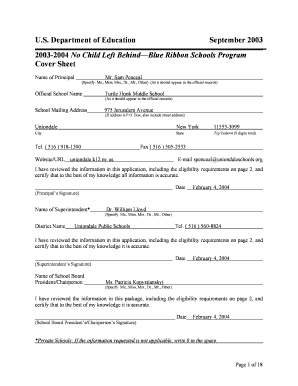 2003-2004 No Child Left Behind Blue Ribbon Schools Program Application