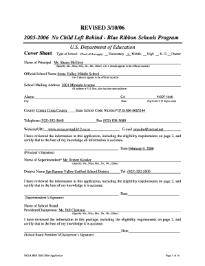 No Child Left Behind Blue Ribbon Schools Program Application