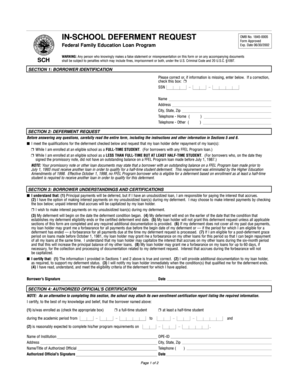 In-School Deferment Request Form