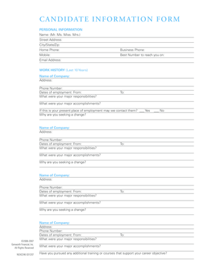 Candidate Information Form