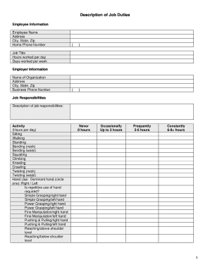 Job Duties Description Form