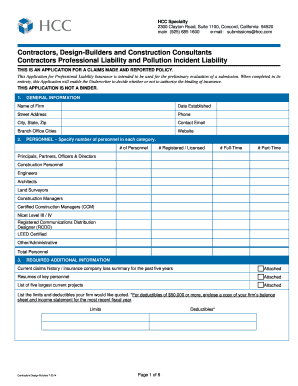 Contractors Professional Liability Application