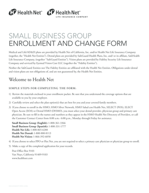 Health Net Enrollment and Change Form