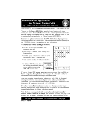 Renewal FAFSA Application