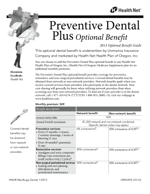 Preventive Dental Plus Optional Benefit Application
