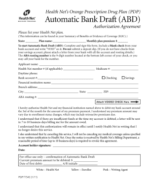 Health Net Automatic Bank Draft Authorization Form